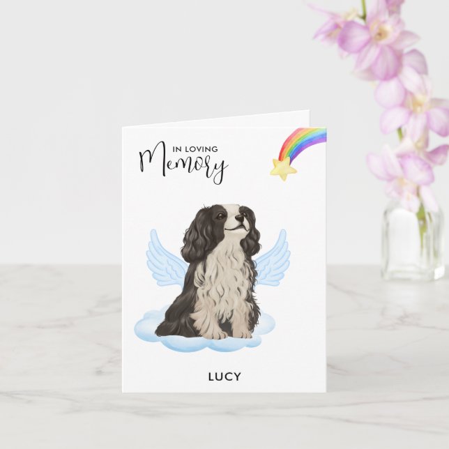 Cavalier King Spaniel Angel Dog Pet Loss Sympathy  Card (Orchid)