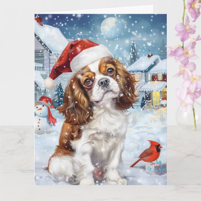 Cavalier King Winter Wonderland Christmas Joy Card (Orchid)
