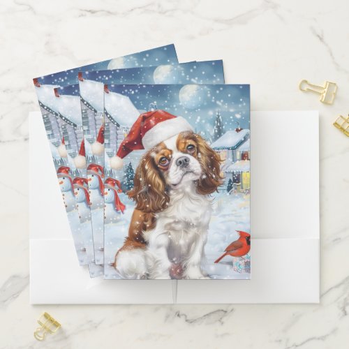 Cavalier King Winter Wonderland Christmas Joy Pocket Folder