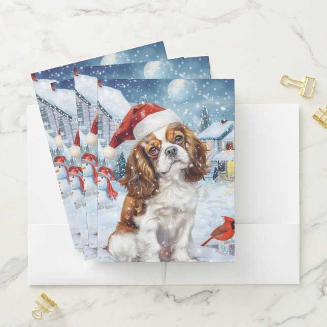 Cavalier King Winter Wonderland Christmas Joy Pocket Folder (In Situ)