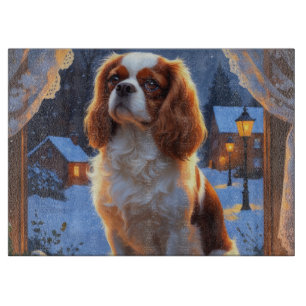 Cavalier King with Christmas Lights Holiday Cutting Board