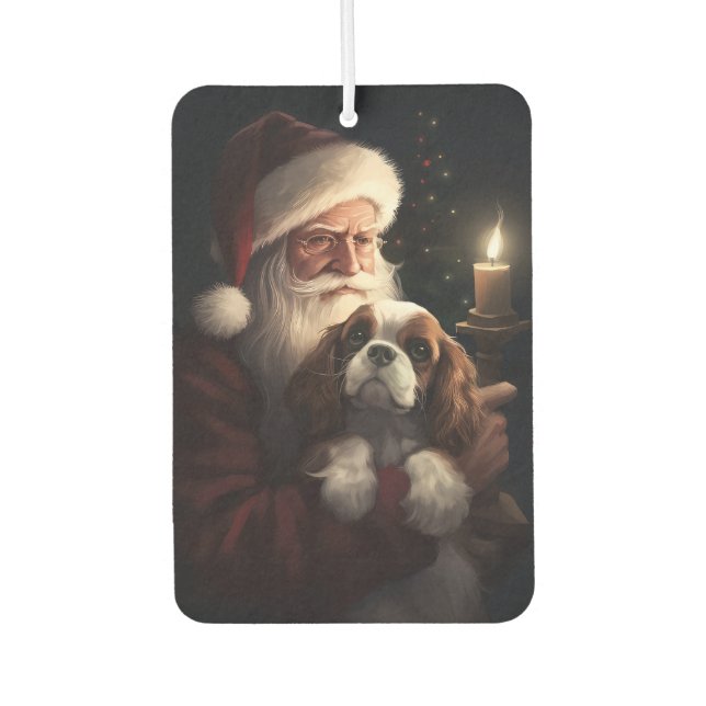 Cavalier King With Santa Claus Festive Christmas Air Freshener (Front)