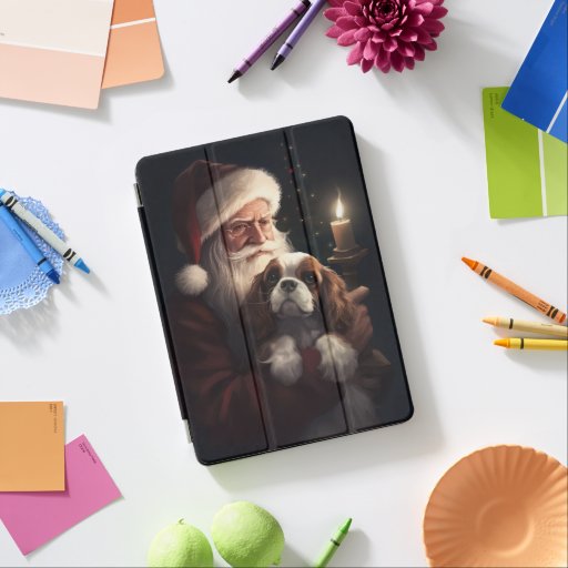 Cavalier King With Santa Claus Festive Christmas iPad Air Cover
