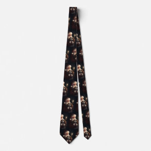 Cavalier King With Santa Claus Festive Christmas Neck Tie