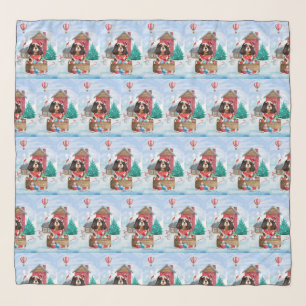 Cavalier KingDog In snow Christmas Dog House Scarf
