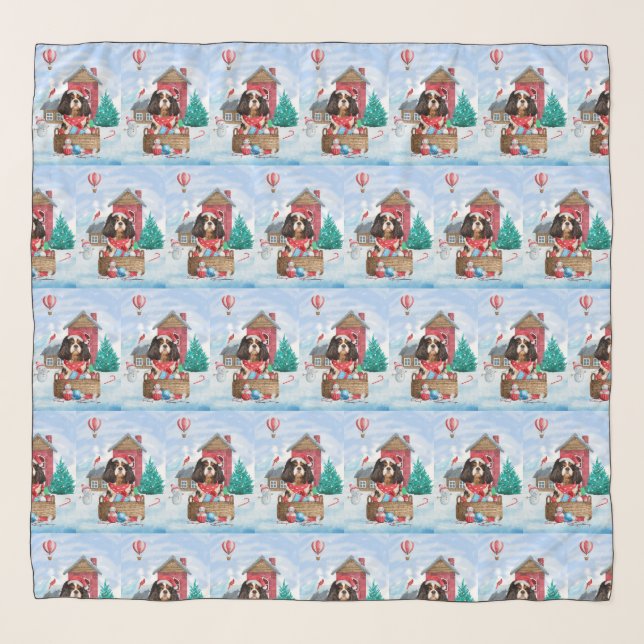 Cavalier KingDog In snow Christmas Dog House Scarf (Front)