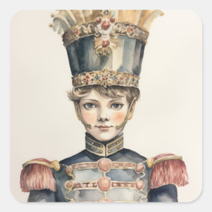 Cavalier, Nutcracker Prince Noble Cavalier in Red Square Sticker