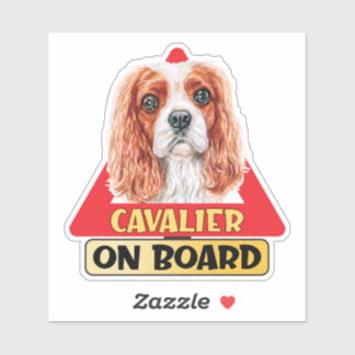 Cavalier On Board Spaniel Dog Red Traffic Sign Sticker