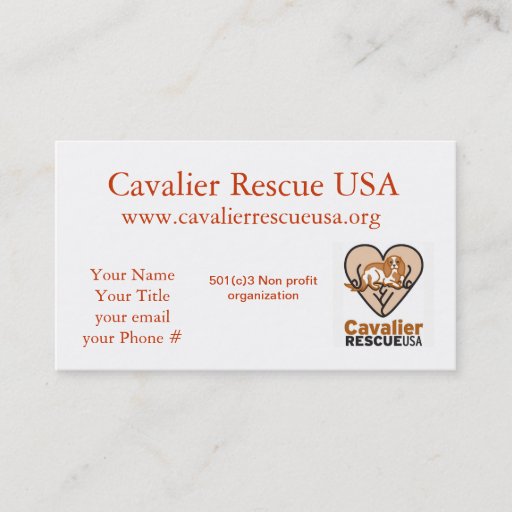 Customizable Cavalier Rescue dogs on bench Business Card