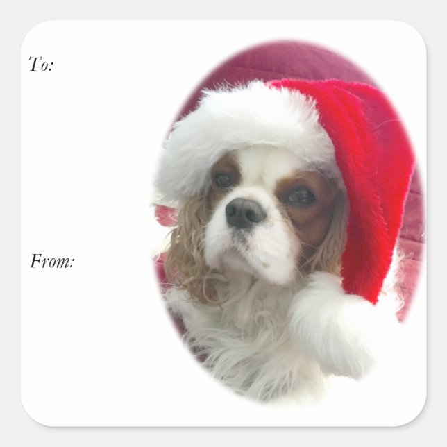 Cavalier Santa Gift Tag Stickers (Front)