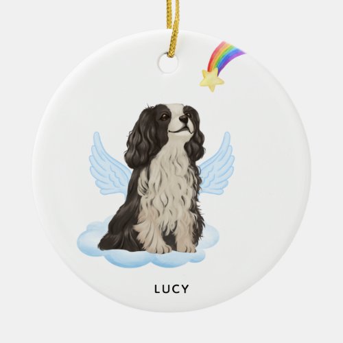 Cavalier Spaniel Angel Dog Personalized Memorial  Ceramic Ornament
