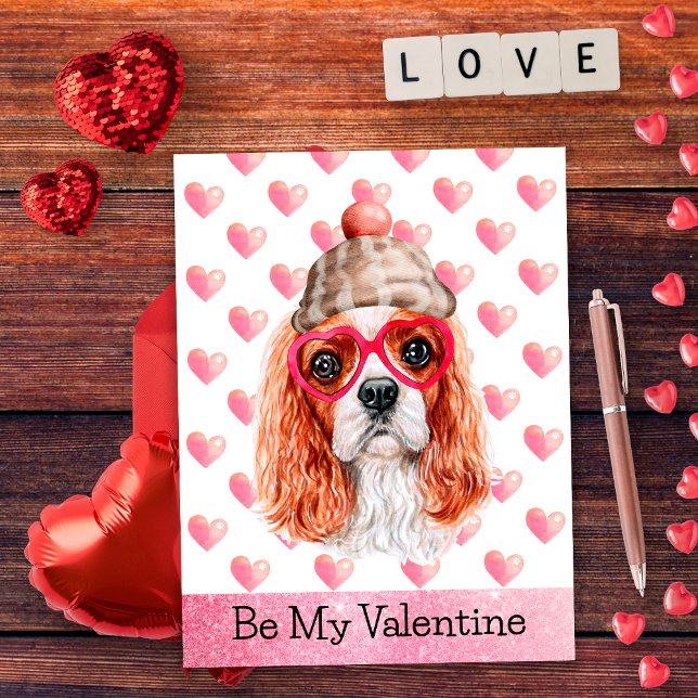 Cavalier Spaniel Be My Valentine Dog Valentine's Holiday Postcard (Creator Uploaded)