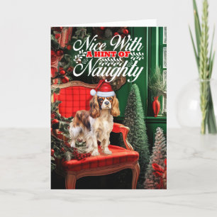 Cavalier Spaniel Christmas Dog Naughty or Nice Holiday Card