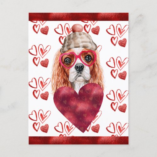 Cavalier Spaniel Hearts Dog Lover Valentine Gift Holiday Postcard