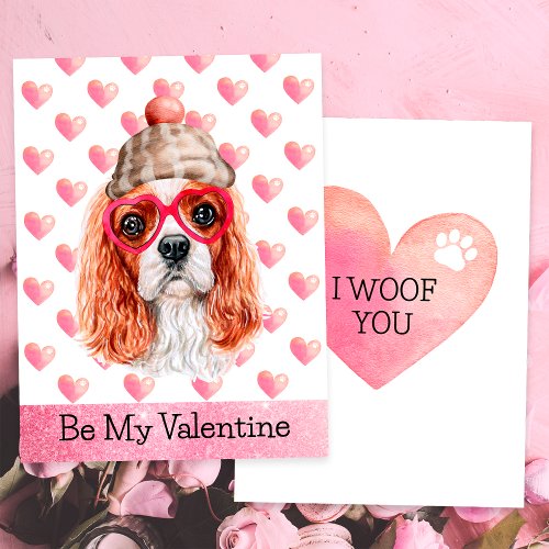 Cavalier Spaniel I Woof You Dog Valentines Day Holiday Card