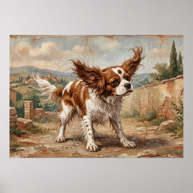 Cavalier Spaniel Impressionist Landscape Poster (Front)