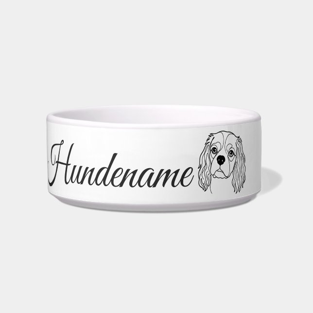 Cavalier Spaniel Line Art personalized bowl (Front)