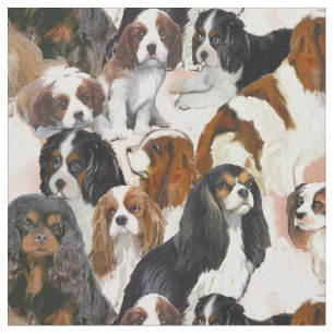 Cavalier Spaniel Mural Collage fabric