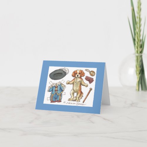 Cavalier spaniel paper doll note card