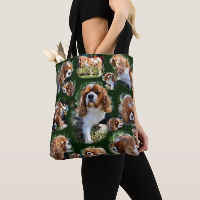 Cavalier Spaniel Photo Collage, Tote Bag (Close Up)
