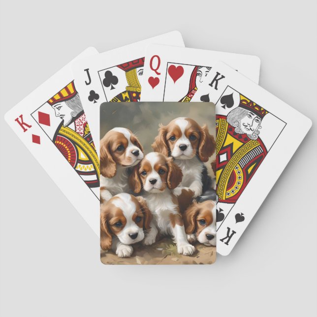 Cavalier Spaniel Puppies Are Are Just Adorable, Poker Cards (Back)