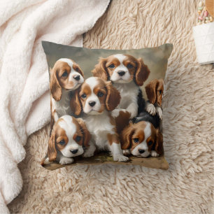 Cavalier Spaniel Puppies Just To Cute, Throw Pillow