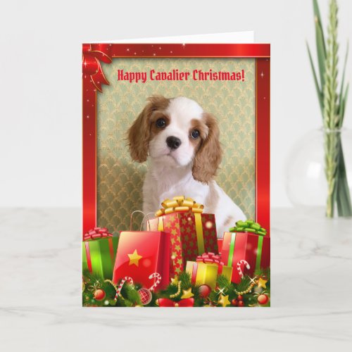 Cavalier Spaniel Puppy Christmas Card