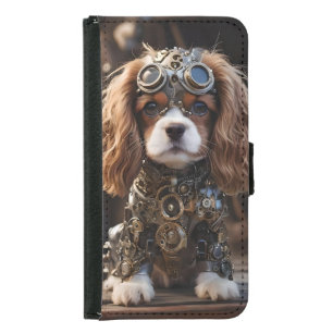 Cavalier Spaniel Puppy Steampunk, Samsung Galaxy S5 Wallet Case