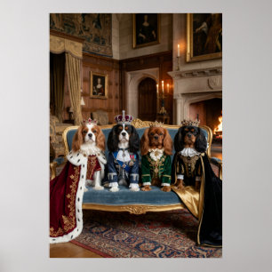 Cavalier Spaniel Royal Family Group Portrait Poster