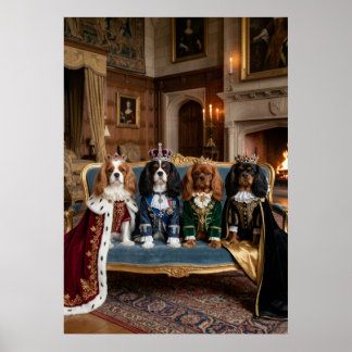 Cavalier Spaniel Royal Family Group Portrait Poster