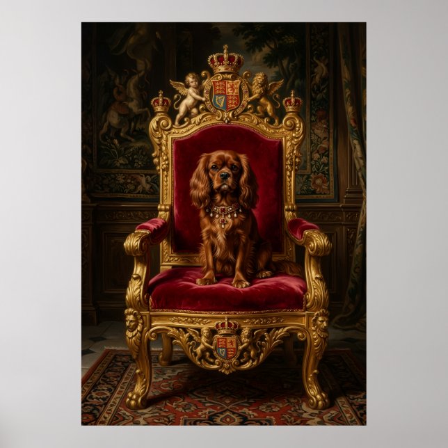 Cavalier Spaniel Royal Throne Crown Poster (Front)