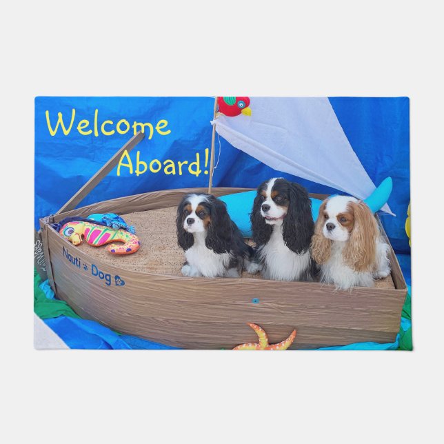 Cavalier Spaniel Welcome Aboard Door Mat (Front)