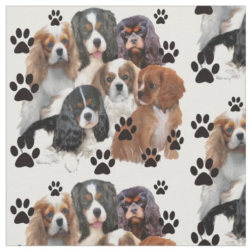 Cavalier Spaniels group portrait Fabric