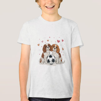 Cavalier Spaniels with soccer ball for Valentine's Tri-Blend Shirt