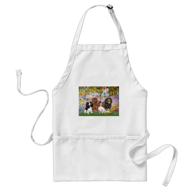 Cavaliers (4) - in Monet's Garden Adult Apron (Front)