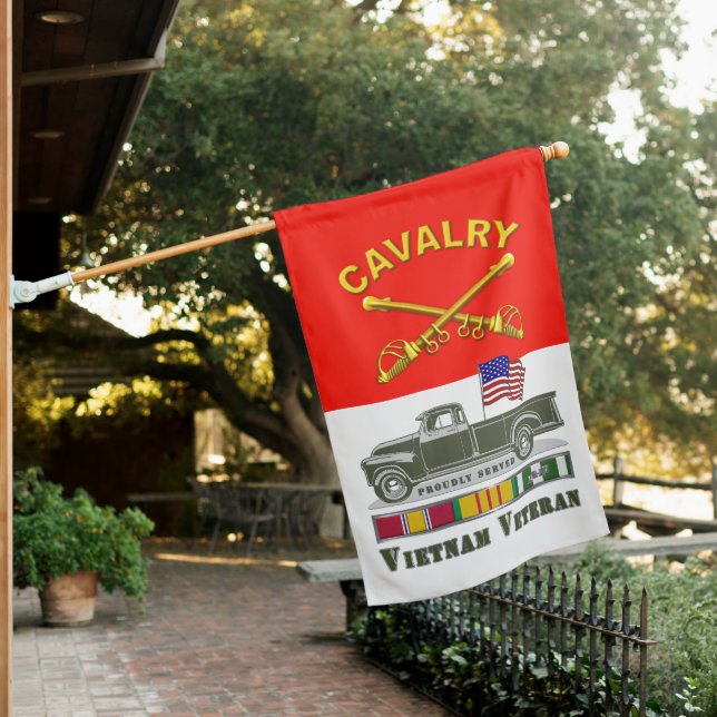Cavalry CAV Vietnam Veteran House Flag (In SItu)