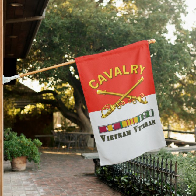 Cavalry CAV Vietnam Veteran House Flag (In SItu)