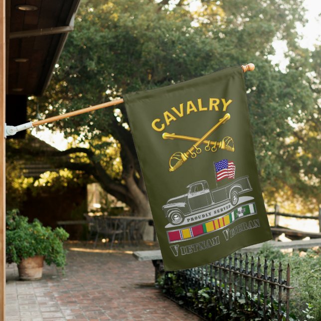 Cavalry CAV Vietnam Veteran House Flag (In SItu)