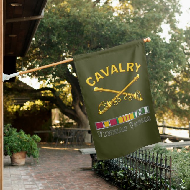 Cavalry CAV Vietnam Veteran House Flag (In SItu)