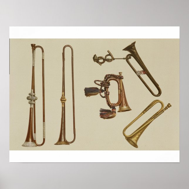 Cavalry trumpet, a bugle, a gilt trumpet made by J Poster (Front)