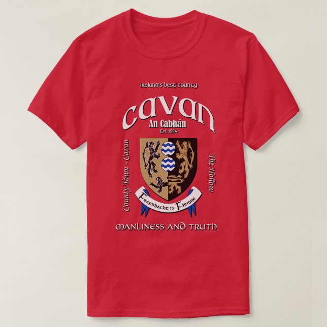Cavan Ireland Irish Crest Coat of Arms T-Shirt (Design Front)