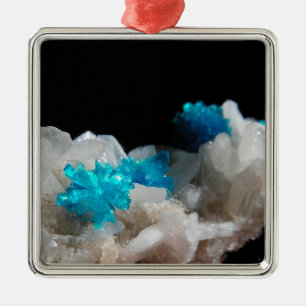 Cavansite on Stilbite Metal Ornament