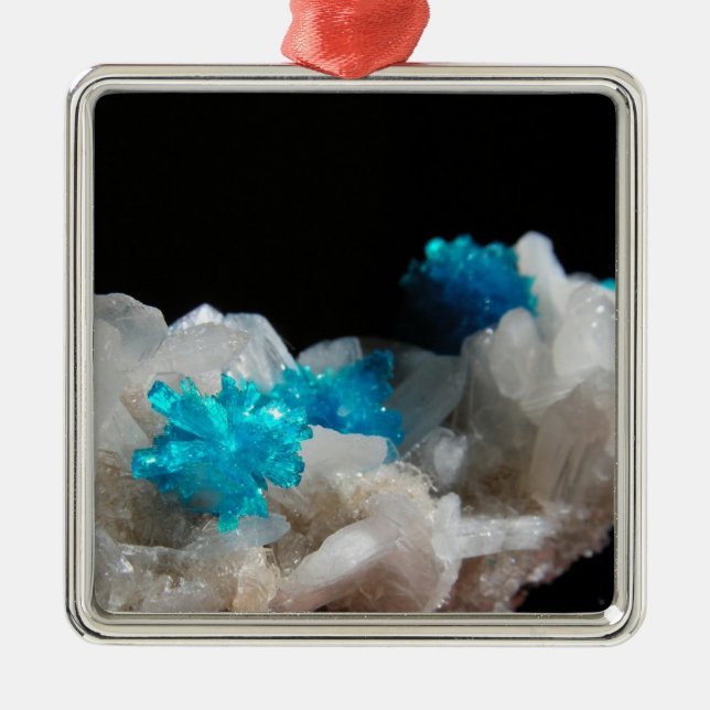 Cavansite on Stilbite Metal Ornament (Front)