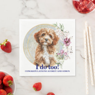 Cavapo Dog Wedding Napkins with Photo