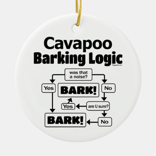 Cavapoo Barking Logic Ceramic Ornament
