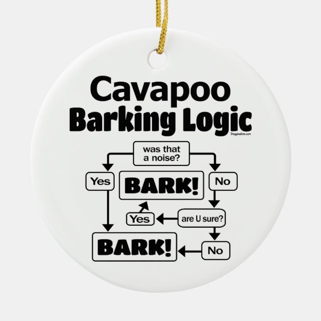 Cavapoo Barking Logic Ceramic Ornament (Front)