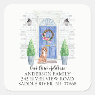 Cavapoo Blue Door New Address Label Sticker