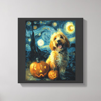 Cavapoo Cute Dog Halloween Jack O Lantern Pumpkin  Canvas Print