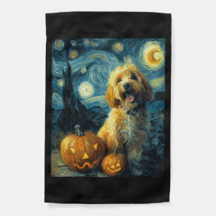 Cavapoo Cute Dog Halloween Jack O Lantern Pumpkin Garden Flag