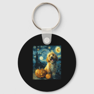 Cavapoo Cute Dog Halloween Jack O Lantern Pumpkin  Keychain